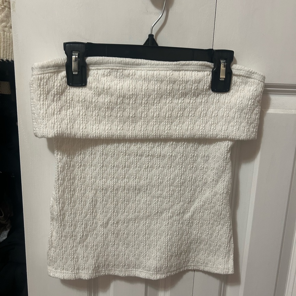 White Textured Tube Top